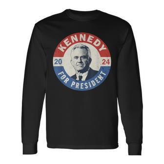 Kennedy For President 2024 Vintage Button Long Sleeve T-Shirt | Mazezy UK