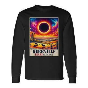 Kerrville Texas Total Solar Eclipse 2024 Totatily Vintage Long Sleeve T-Shirt | Mazezy
