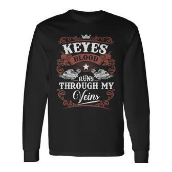 Keyes Blood Runs Through My Veins Vintage Family Name Long Sleeve T-Shirt - Seseable