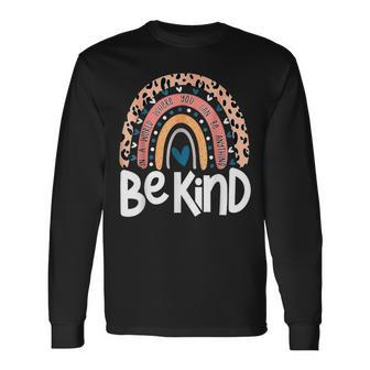Be Kind Anti Bullying Orange Unity Day Leopard Raibow Long Sleeve T-Shirt - Seseable