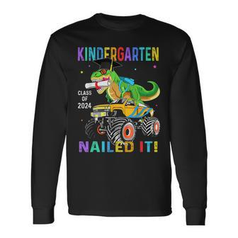 Kindergarten Graduation Class 2024 Graduate Dinosaur Boys Long Sleeve T-Shirt - Seseable