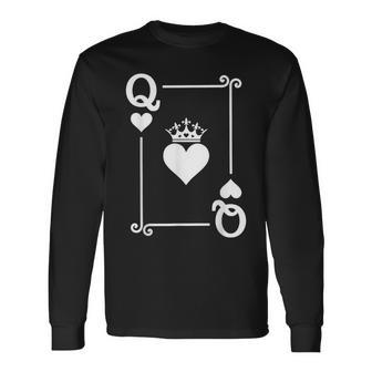 King & Queen Of Hearts Matching Couple Queen Of Hearts Long Sleeve T-Shirt - Monsterry