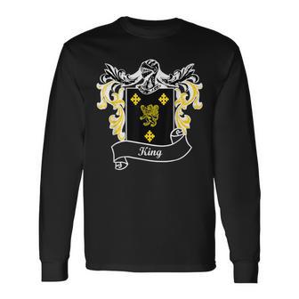 King Coat Of Arms Surname Last Name Family Crest Long Sleeve T-Shirt - Monsterry DE