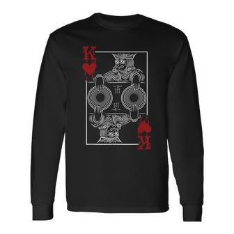 King Of Hearts Clubbing Disco Techno Outfit Dj King Card Long Sleeve T-Shirt - Monsterry DE
