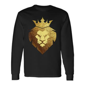King Of The Jungle Gold King Lion Crown Long Sleeve T-Shirt - Monsterry AU