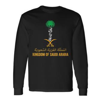 Kingdom Of Saudi Arabia Ksa Emblem And Arabic Writing Cool Long Sleeve T-Shirt - Monsterry UK