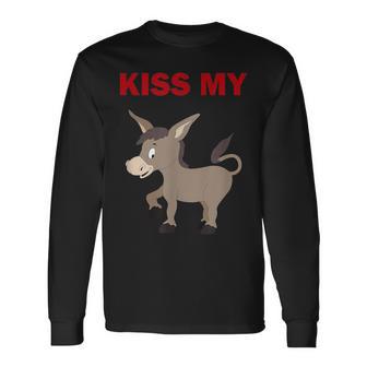 Kiss My Donkey Animal Adventure Sarcasm Long Sleeve T-Shirt - Monsterry UK