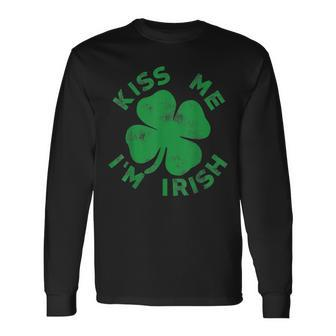 Kiss Me I'm Irish Saint Patrick Day Womens Long Sleeve T-Shirt - Thegiftio UK