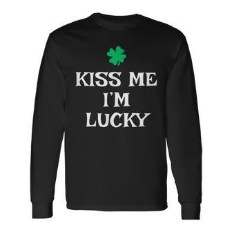 Kiss Me I'm Lucky St Patrick's Day Irish Luck Long Sleeve T-Shirt - Thegiftio UK