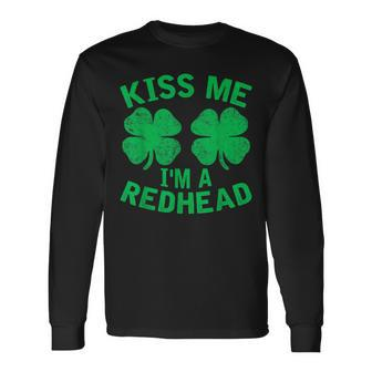 Kiss Me I'm A Redhead St Patrick's Day Irish Ginger Long Sleeve T-Shirt - Monsterry