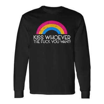 Kiss Whoever The F You Want Pan Pansexual Lgbt Ally Long Sleeve T-Shirt - Monsterry CA