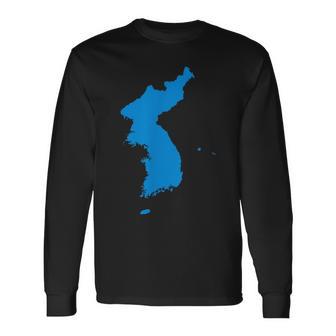 Korean Reunification Peninsula Map Long Sleeve T-Shirt - Monsterry