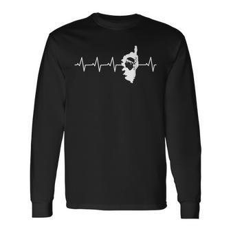 Korsika Corsica Flagge Fahne Heart Ecg Heartbeat Langarmshirts - Seseable