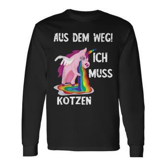 Kotz Unicorn Ich Muss Kotzen Party Unicorn Puke Langarmshirts - Seseable