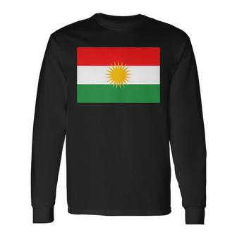 Kurdish Flag Kurdin Motif Rojava Pumpdistan Colours Langarmshirts - Seseable