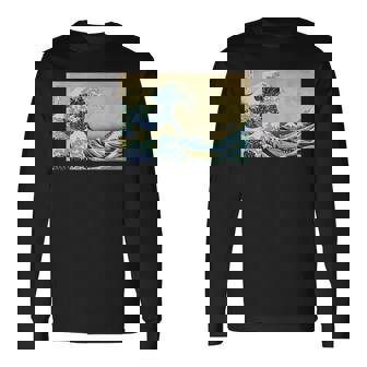 La Gran Ola De Kanagawa Coolintage Pintura Japonesa Camiseta de manga larga - Regaloses