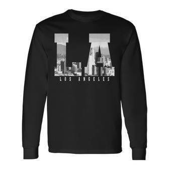 La Los Angeles California Skyline Usa Vintage Souvenir Black Langarmshirts - Seseable