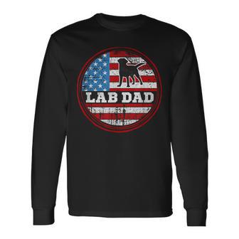 Lab Dad Flag Chocolate Yellow Fox Red Matching Parents Long Sleeve T-Shirt - Monsterry UK