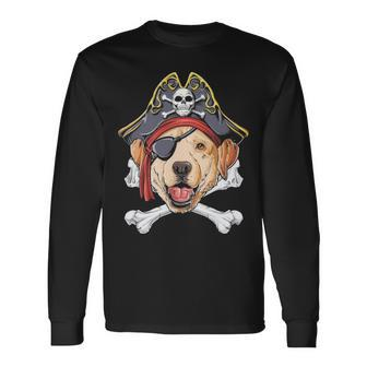 Labrador Pirate Jolly Roger Flag Skull Crossbones Long Sleeve T-Shirt | Mazezy