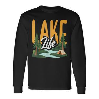Lake Life Angeln Bootfahren Segeln Lustig Outdoor Langarmshirts - Seseable