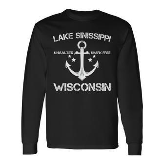 Lake Sinissippi Wisconsin Fishing Camping Summer Long Sleeve T-Shirt - Monsterry DE
