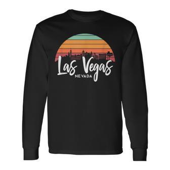 Las Vegas Nevada Sunset Vintage Retro Skyline Langarmshirts - Seseable