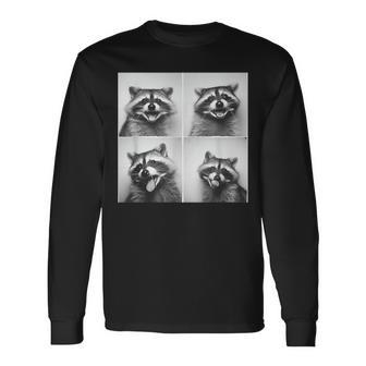 Laughing Raccoon Face Trash Raccoons Unique Quirky Animal Long Sleeve T-Shirt - Monsterry