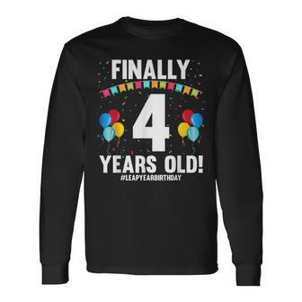 Leap Year 2024 February 29Th Birthday Finally 4 Years Old Long Sleeve T-Shirt | Mazezy