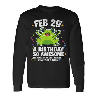 Leap Year 2024 Frog Leap Day Birthday Feb 29Th Long Sleeve T-Shirt - Seseable