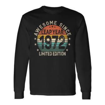 Leap Year 52Nd Birthday Awesome Since 1972 Vintage Leap Day Long Sleeve T-Shirt | Mazezy
