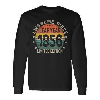 Leap Year 68Th Birthday Awesome Since 1956 Vintage Leap Day Long Sleeve T-Shirt - Thegiftio UK