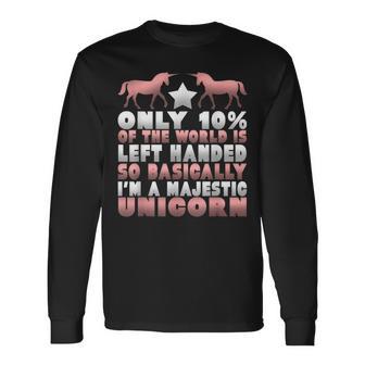 Left Hander Lefty Pride Unicorn Lefty Long Sleeve T-Shirt - Monsterry