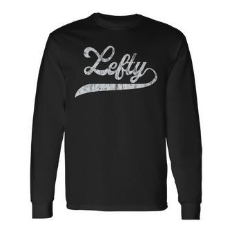 Lefty Left Handed Pride Southpaw Softball Script Long Sleeve T-Shirt - Monsterry