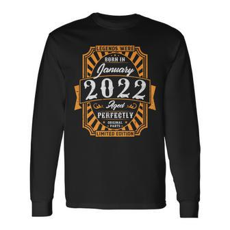 Legends Were Born In January 2022 2 Year Old 2Nd Birthday Long Sleeve T-Shirt | Mazezy