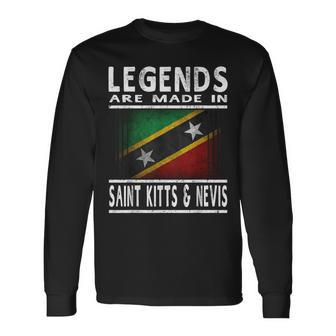 Legends Are Made In Saint Kitts & Nevis Flag Long Sleeve T-Shirt - Thegiftio UK