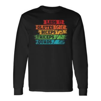 Legs Glutes Biceps Triceps Quads Vintage Gym Lovers Long Sleeve T-Shirt - Monsterry CA