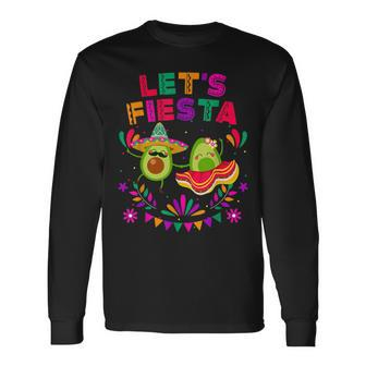 Let's Fiesta Avocado Dancing Cinco De Mayo Mexican Party Long Sleeve T-Shirt - Monsterry CA
