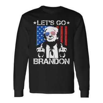 Let's Go Brandon Pro Trump 2024 Flag Anti Joe Biden Long Sleeve T-Shirt - Monsterry