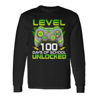Level 100 Days Of School Unlocked Gamer Video Games Kid Boys Long Sleeve T-Shirt - Seseable