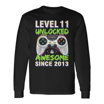 Level 11 Unlocked Awesome Since 2013 11Th Birthday Gaming Bo Long Sleeve T-Shirt - Seseable