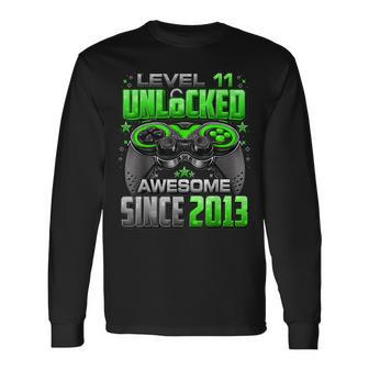 Level 11 Unlocked Awesome Since 2013 11Th Birthday Gaming Long Sleeve T-Shirt - Monsterry UK