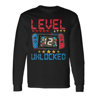 Level 12 Unlocked Video Gamer 12Th Birthday 12 Year Old Long Sleeve T-Shirt - Seseable