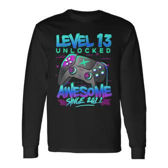 Level 13 Unlocked 13 Years Old Boy Birthday 13Th Birthday Long Sleeve T-Shirt - Thegiftio UK