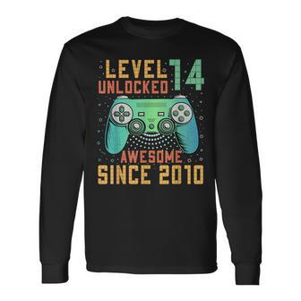 Level 14 Unlocked 14Th Birthday 14 Year Old Gamer Bday Long Sleeve T-Shirt - Seseable