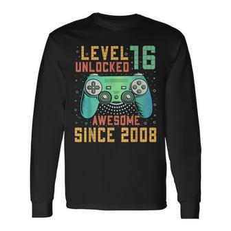 Level 16 Unlocked 16Th Birthday 16 Year Old Gamer Bday Long Sleeve T-Shirt - Seseable