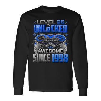 Level 26 Unlocked Awesome Since 1998 26Th Birthday Gaming Long Sleeve T-Shirt - Monsterry DE