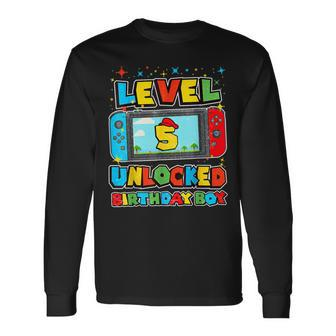 Level 5 Unlocked Birthday Boy Happy 5Th Birthday Videos Game Long Sleeve T-Shirt - Monsterry CA