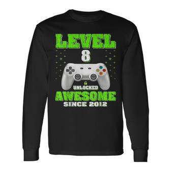 Level 8 Unlocked Awesome Since 2012 Video Game 8Th Birthday Long Sleeve T-Shirt - Monsterry