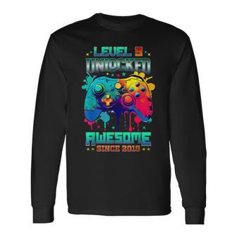 Level 9 Unlocked Gamer 9Th Birthday Awesome Since 2015 Long Sleeve T-Shirt - Seseable