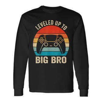 Leveled Up To Big Brother Est 2024 Promoted To Big Bro Long Sleeve T-Shirt - Thegiftio UK